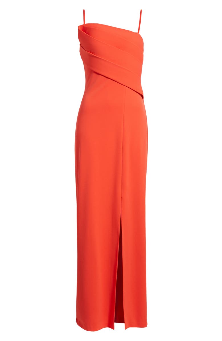 Vince Camuto Drape Neckline Sleeveless Gown, Alternate, color, Poppy