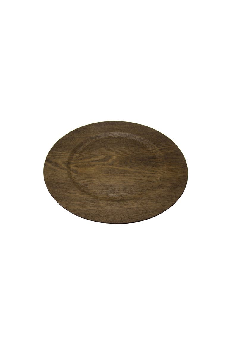 Feri 13" Wooden Skin Luxe Chargers, Set of 12, Alternate, color, Dark Brown