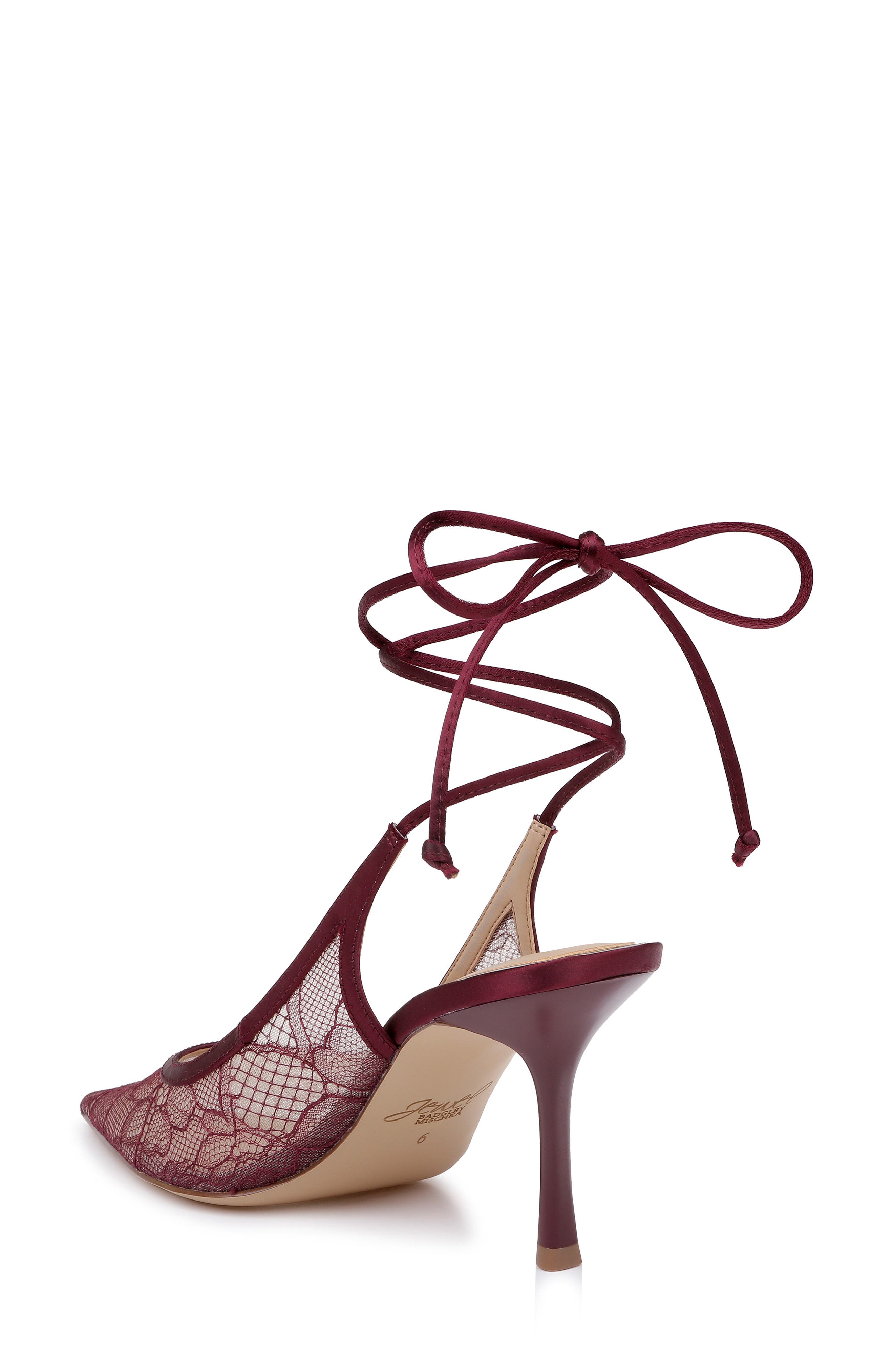 Bari Ankle Wrap Mesh Pump, Alternate, color, BURGUNDY