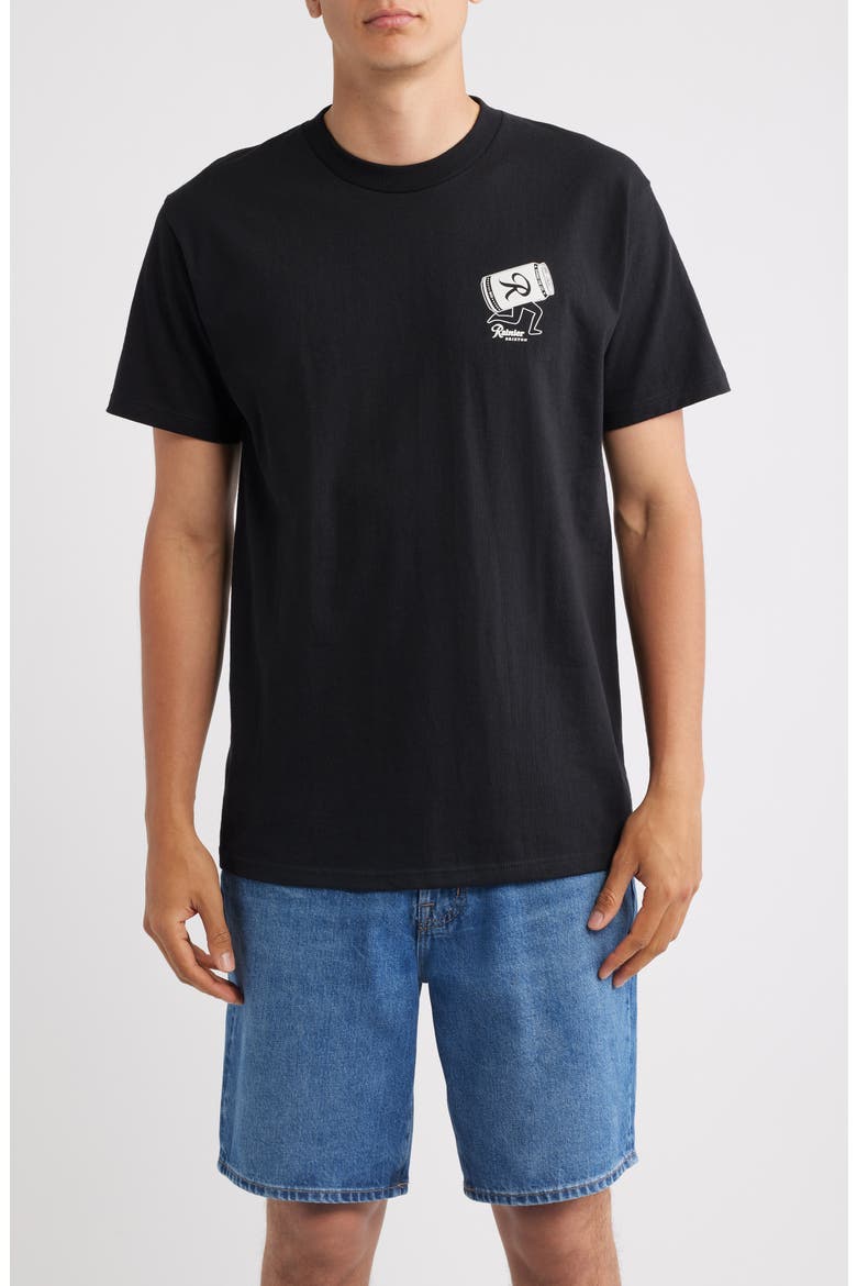 Rainier Beer Run Graphic T-shirt, Main, color, BLACK