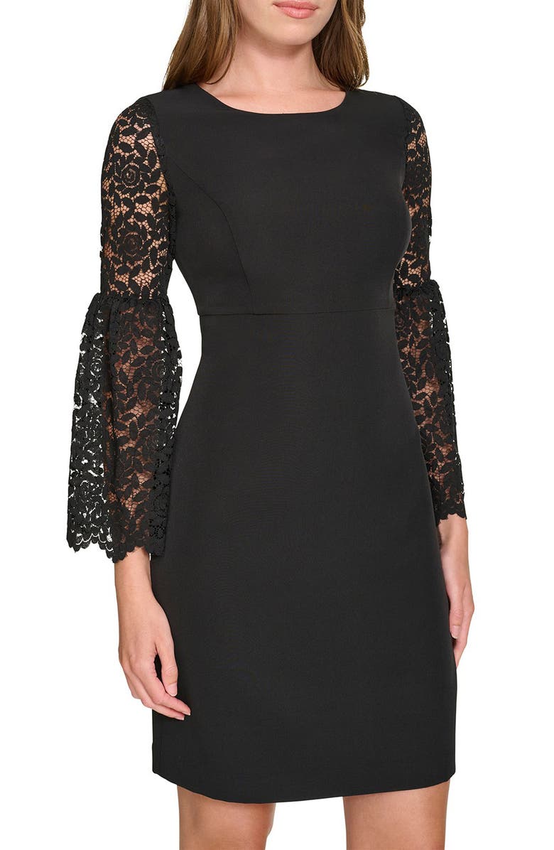 Tommy Hilfiger Lola Lace Sleeve Dress, Alternate, color, Black