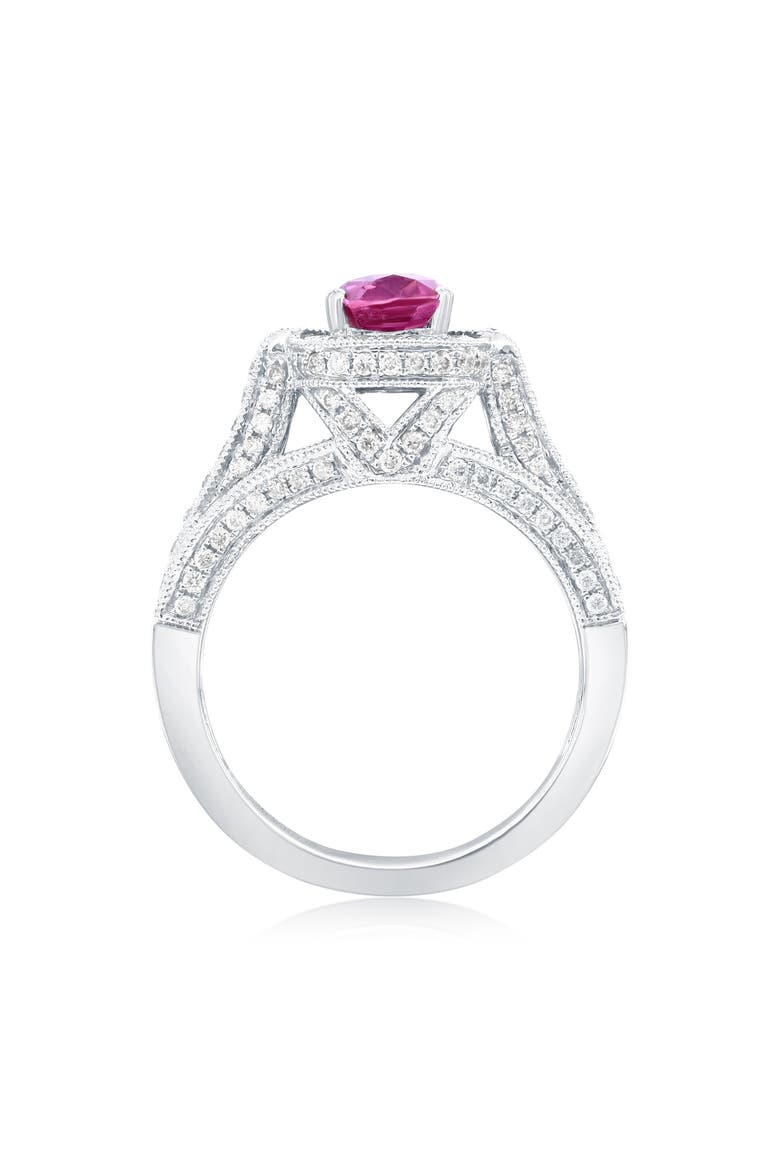 14K White Gold 1.61ct Royal Pink Sapphire & 0.82cttw Diamond Ring, Alternate, color, Pink