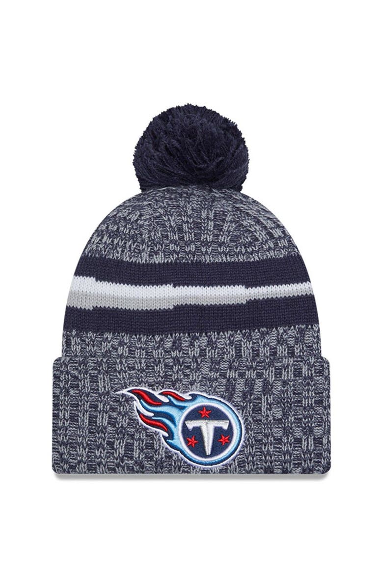 New Era Men's New Era Navy Tennessee Titans 2023 Sideline Cuffed Knit Hat With Pom, Main, color, Navy