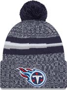 New Era Men's New Era  Navy Tennessee Titans 2023 Sideline Cuffed Knit Hat With Pom