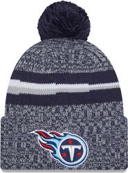 New Era Men's New Era  Navy Tennessee Titans 2023 Sideline Cuffed Knit Hat With Pom