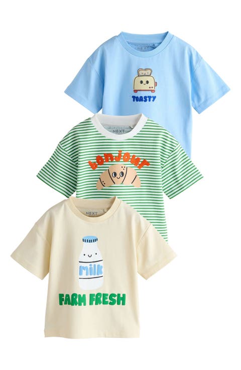 Kids' Assorted 3-Pack Breakfast Treats Embroidered Cotton Graphic T-Shirts (Baby & Toddler)