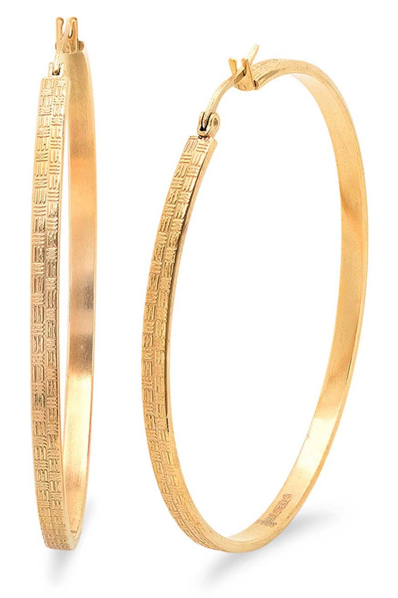 18K Gold Plated Textured Hoop Earrings, Main, color, GOLD