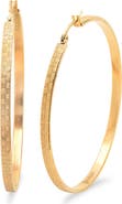 STEELTIME 18K Gold Plated Textured Hoop Earrings