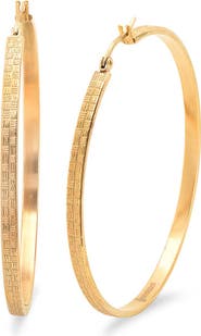STEELTIME 18K Gold Plated Textured Hoop Earrings