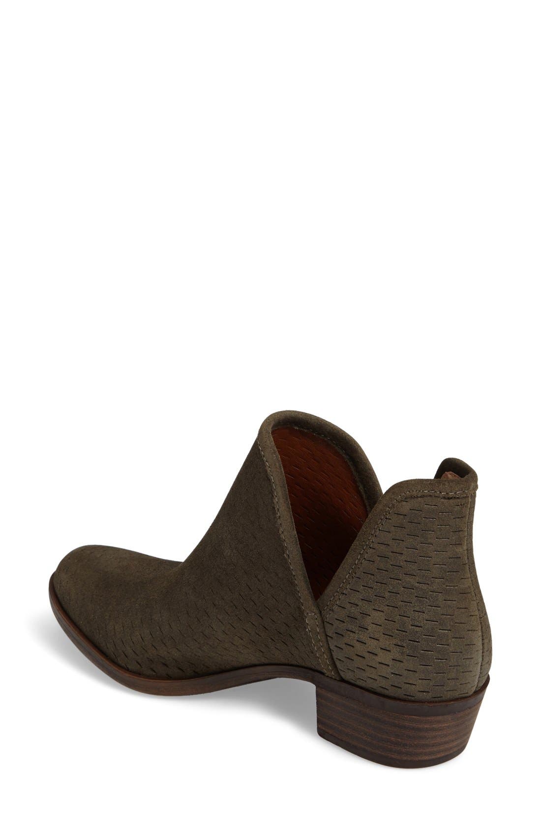 'Bashina' Perforated Bootie, Alternate, color, DARK MOSS LEATHER