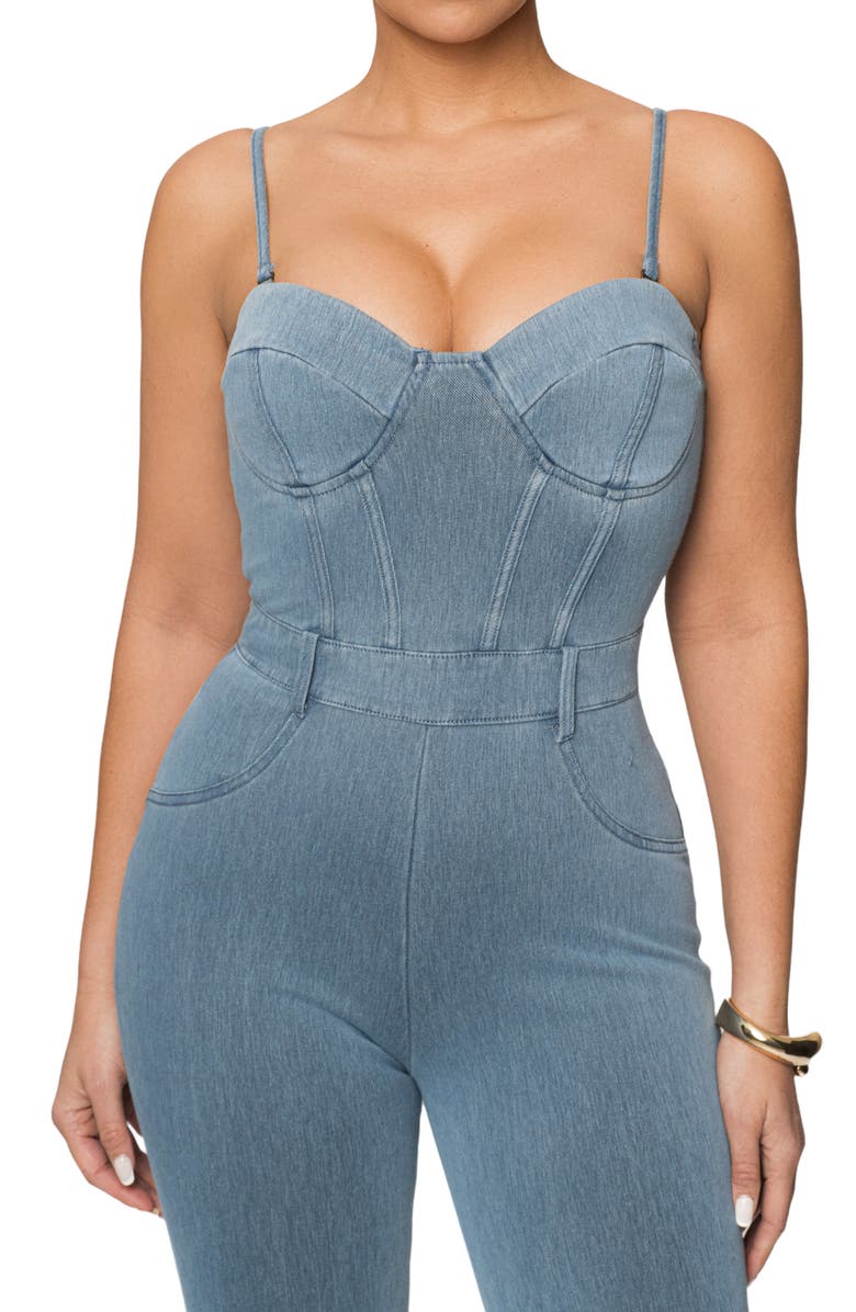 JLUXLABEL Diya Denim Bustier Jumpsuit, Alternate, color, Denim