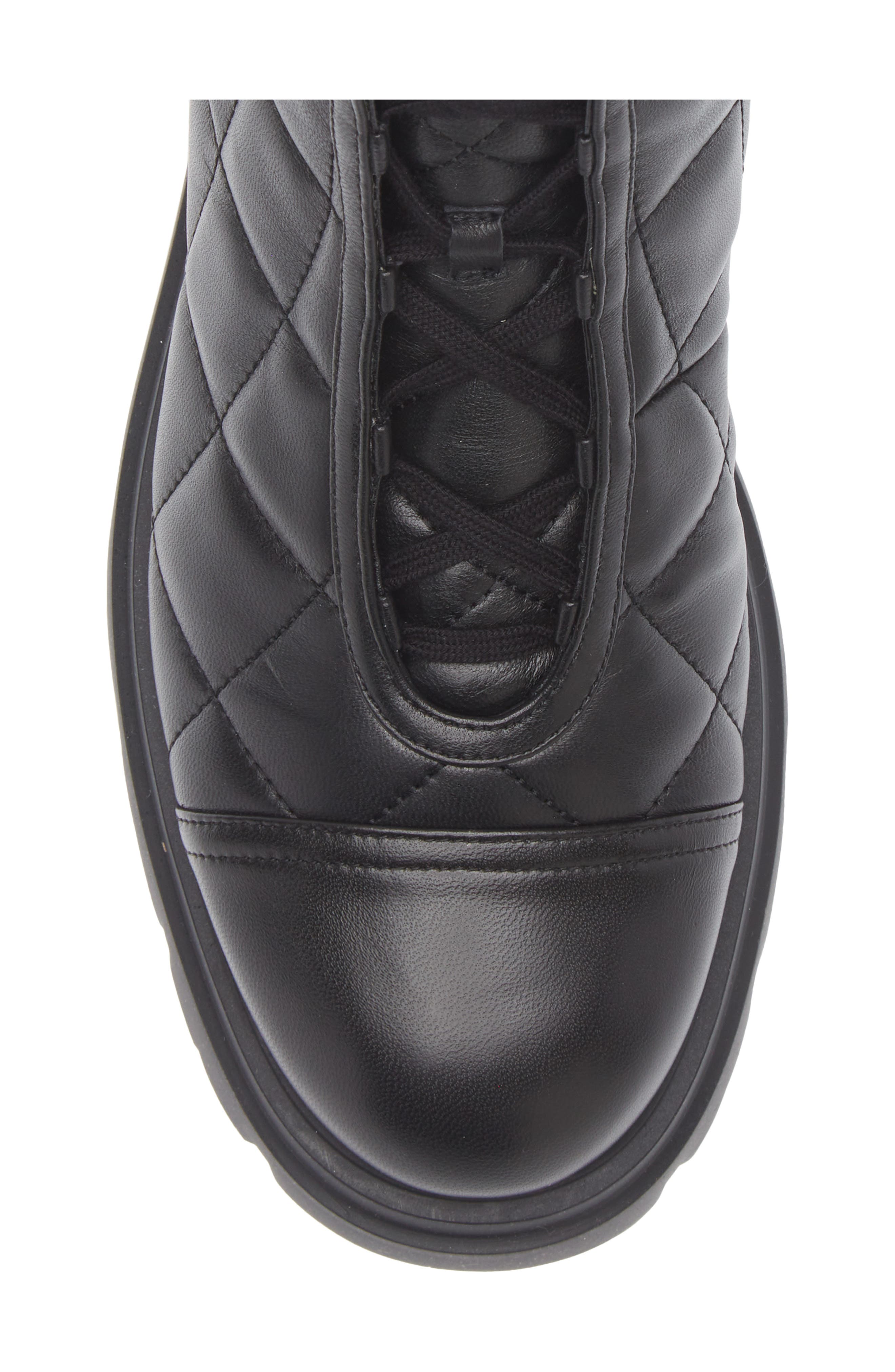 Stuart Weitzman Hudson Quilted Lug Sole Bootie, Alternate, color, Black