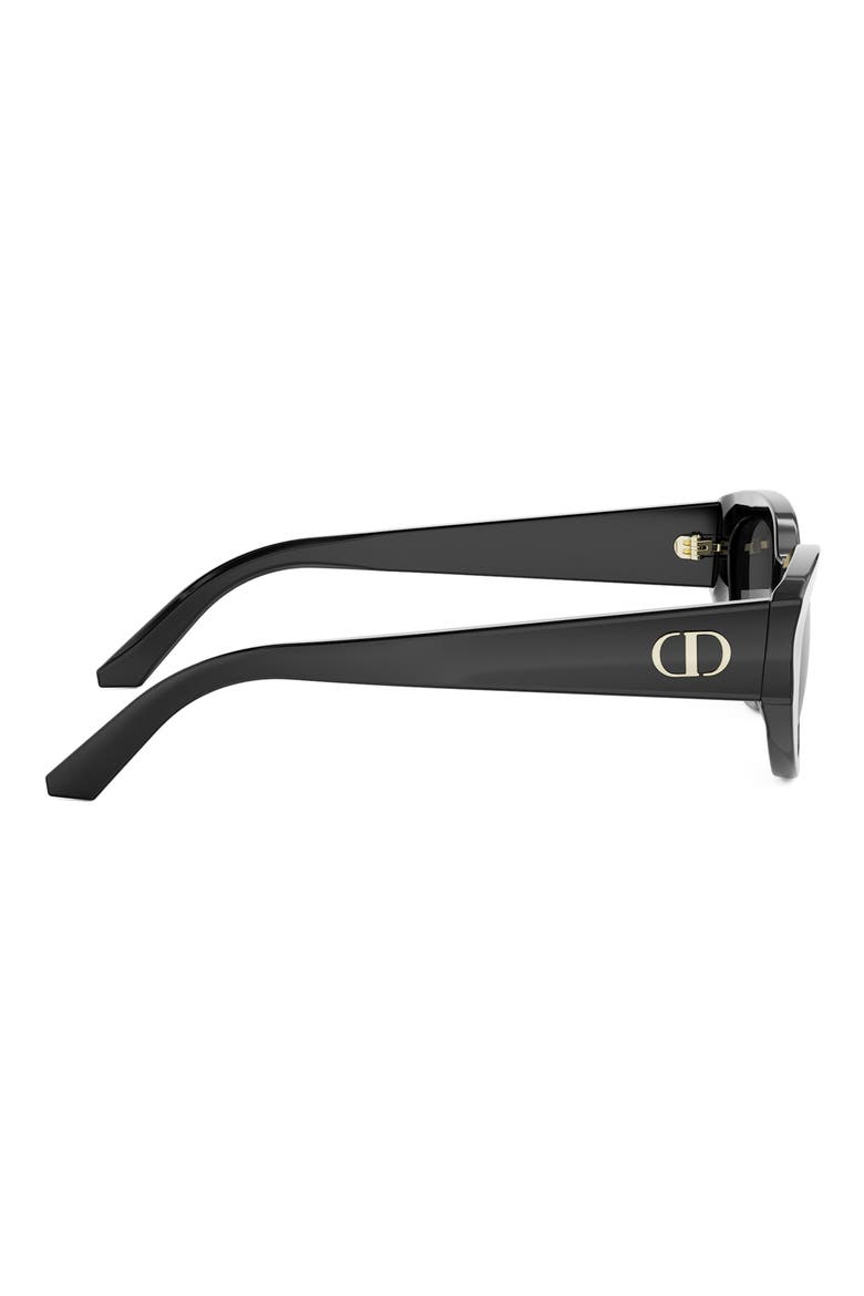 'DiorGlow B1I 53mm Cat Eye Sunglasses, Alternate, color, SHINY BLACK / SMOKE