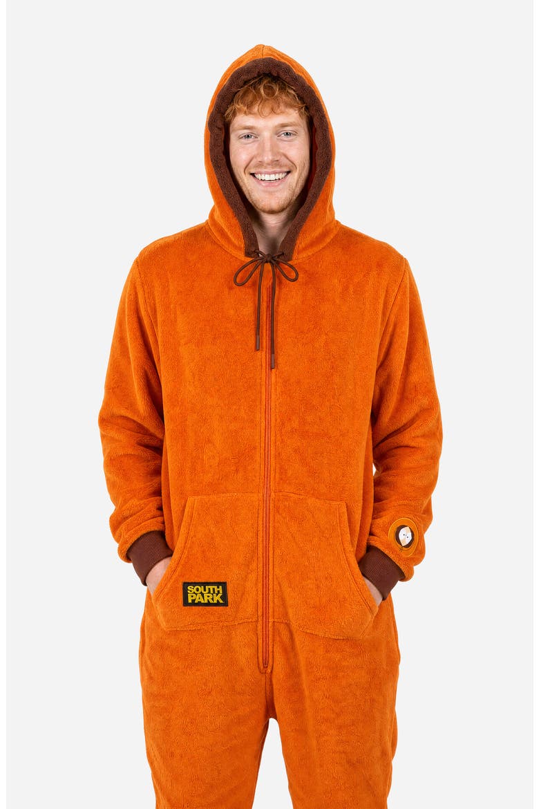 South Park Kenny Fleece Hooded Jumpsuit, Alternate, color, ORANGE