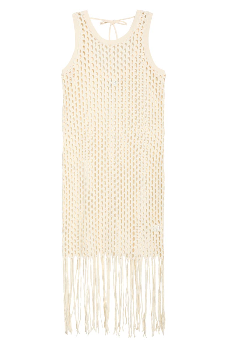 Nordstrom Fringe Open Stitch Cover-Up Dress, Alternate, color, Natural