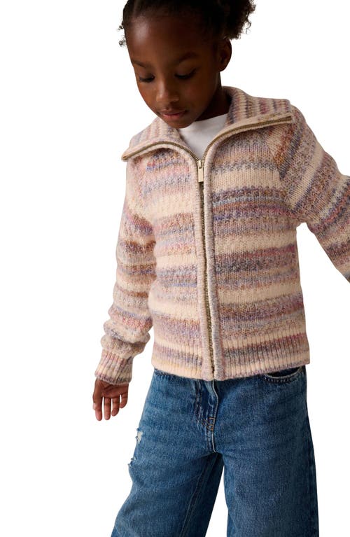Next Kids' Stripe Zip-up Cardigan In Pink