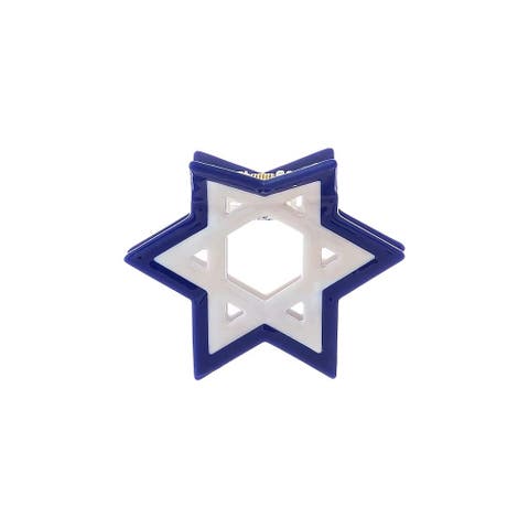 Blue & White Star Of David Cutout Claw Clip