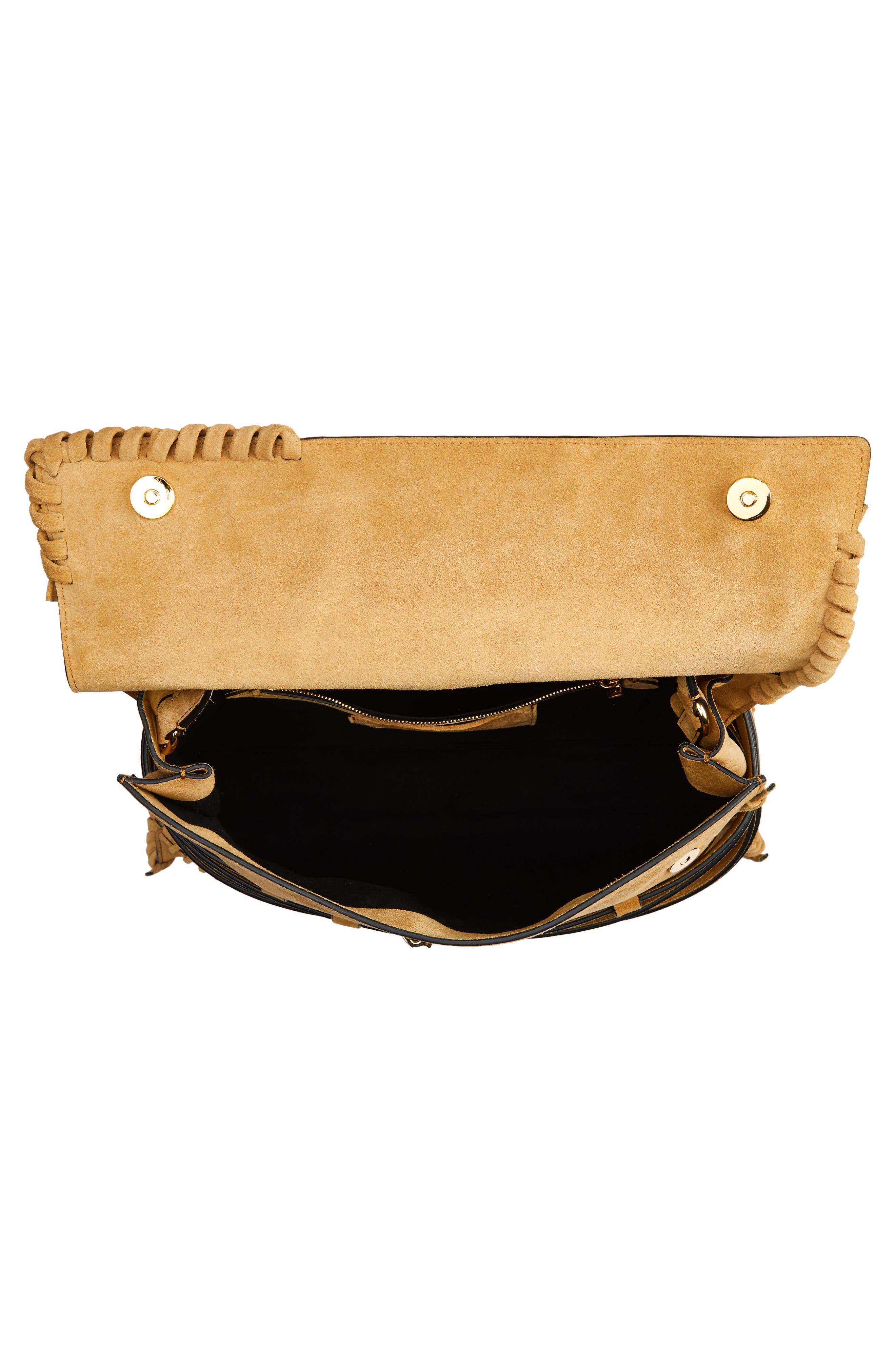 Moschino Large Tie Me Whipstitch Suede Shoulder Bag, Alternate, color, 