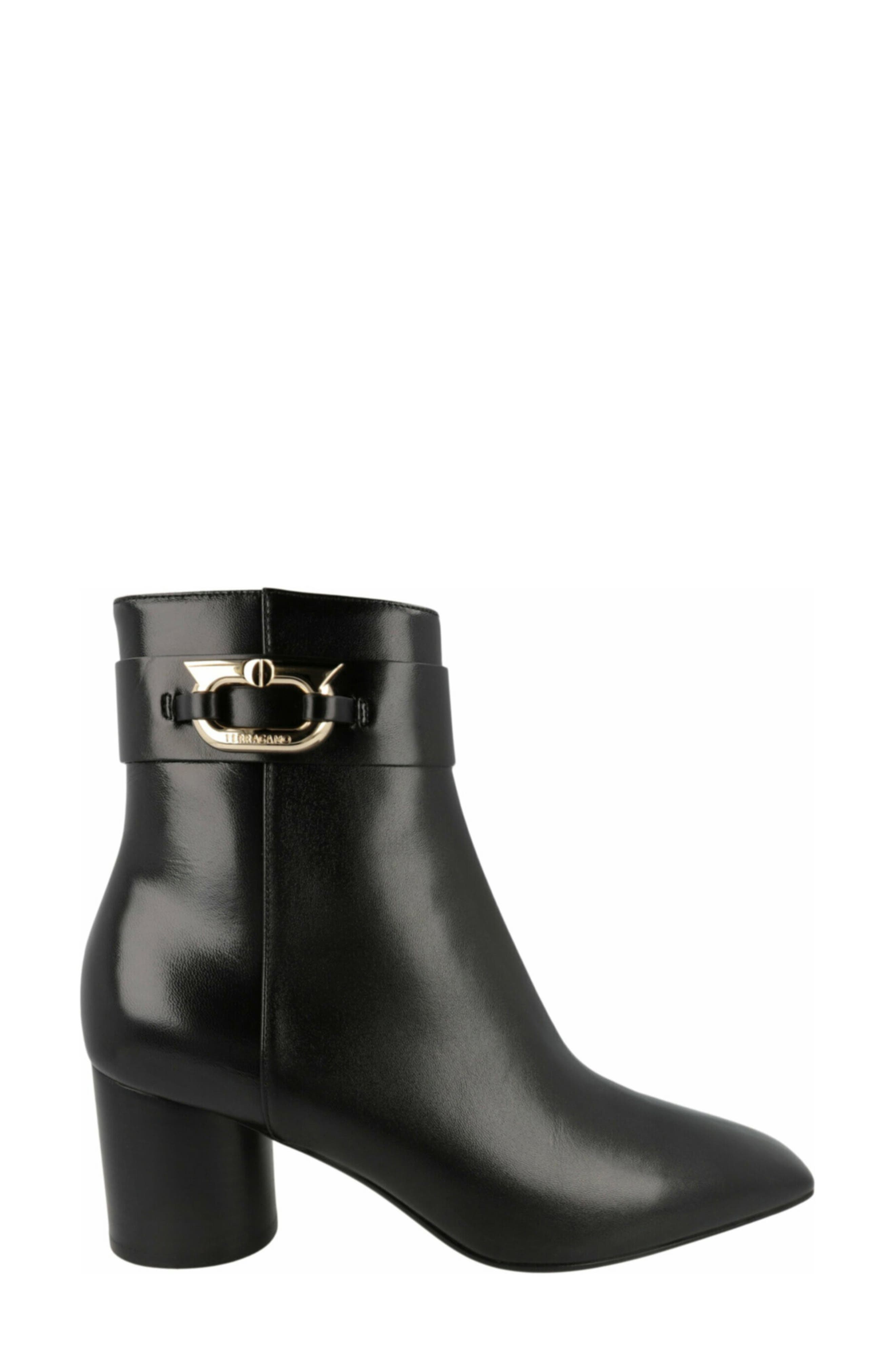 FERRAGAMO Placida Leather Bootie, Alternate, color, Black
