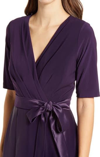 Surplice Neckline Satin Formal Dress
