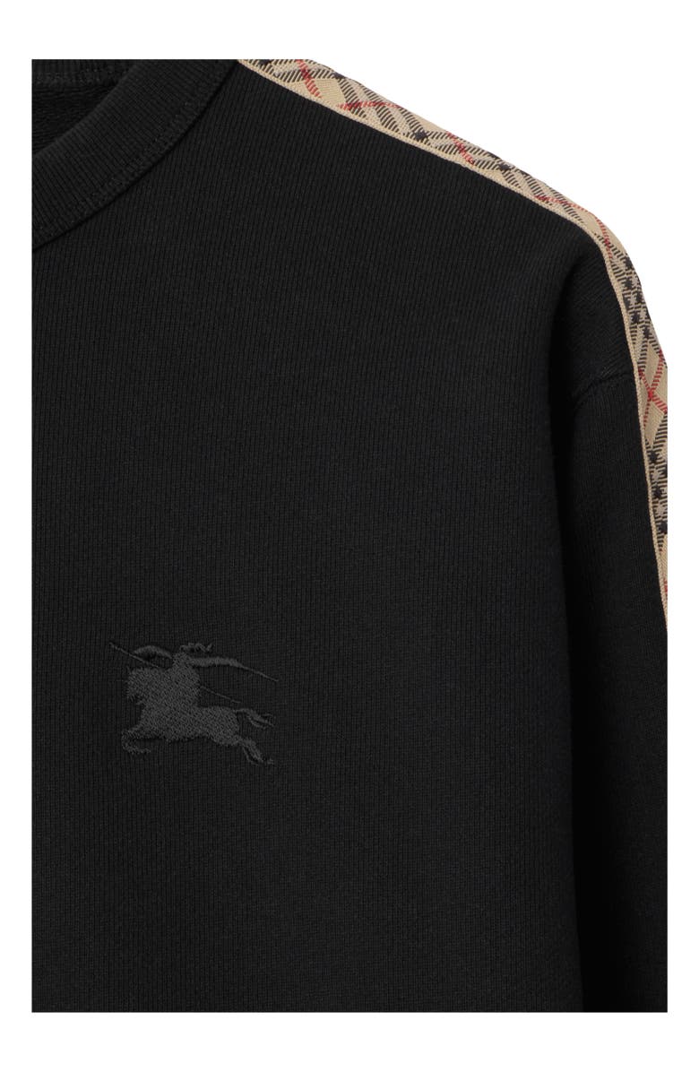 Burberry Check Trim Cotton Sweatshirt, Alternate, color, Black