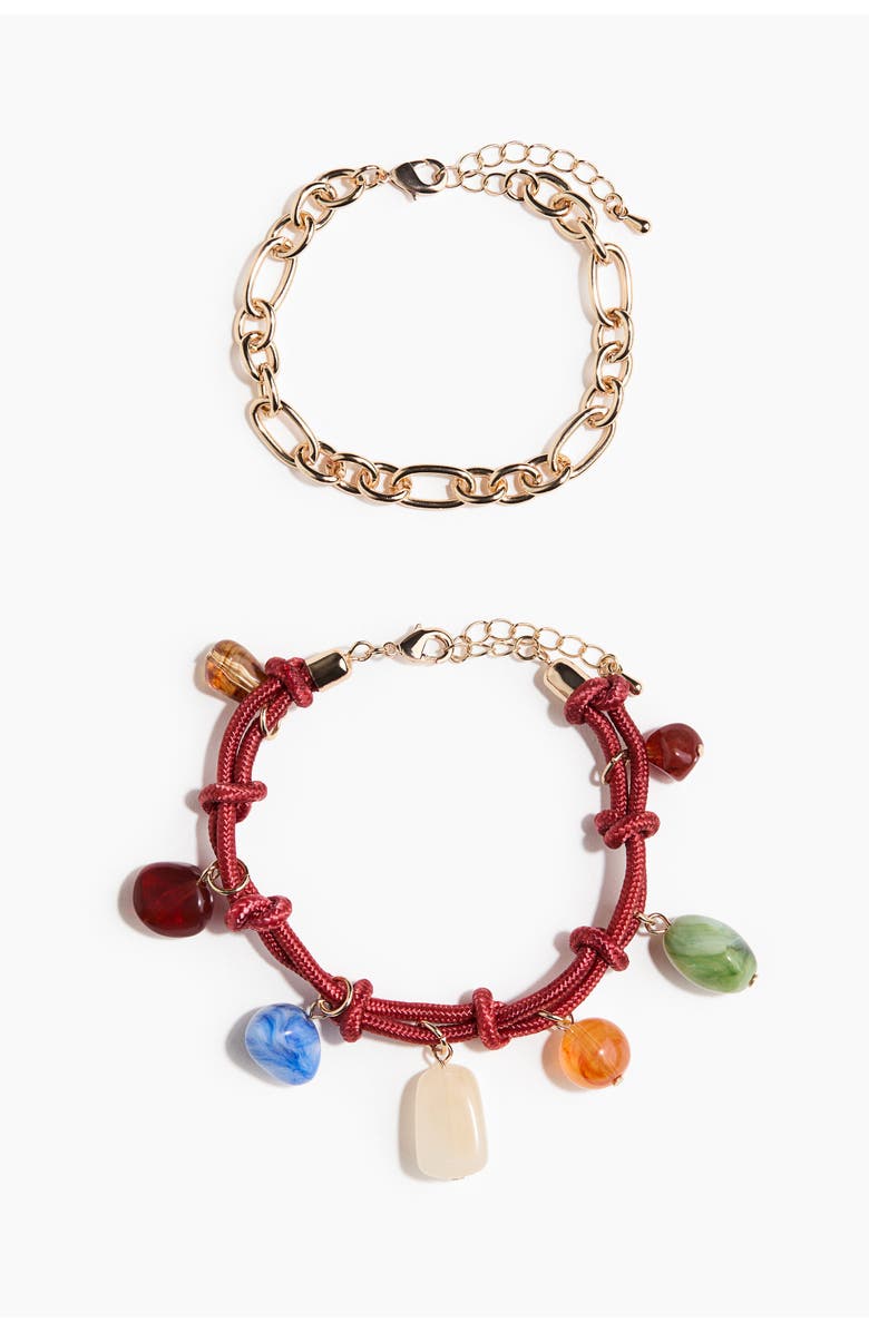 H&M 2-pack Bracelets, Main, color, Gold-Colored/Red