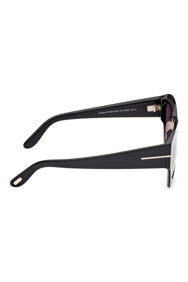 Guilliana 52mm Geometric Sunglasses, Alternate, color, SHINY BLACK / SMOKE