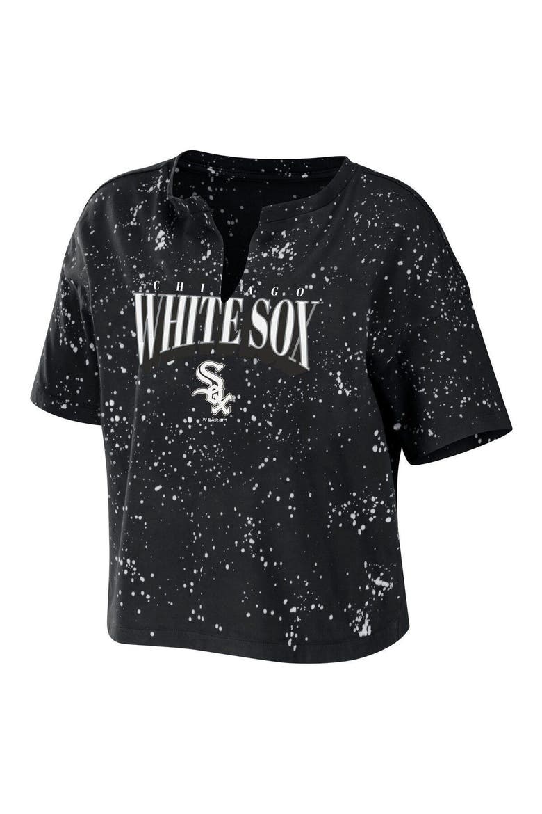 Women's WEAR by Erin Andrews Black Chicago White Sox Notch Neck Tie-Dye T-Shirt, Alternate, color, Black