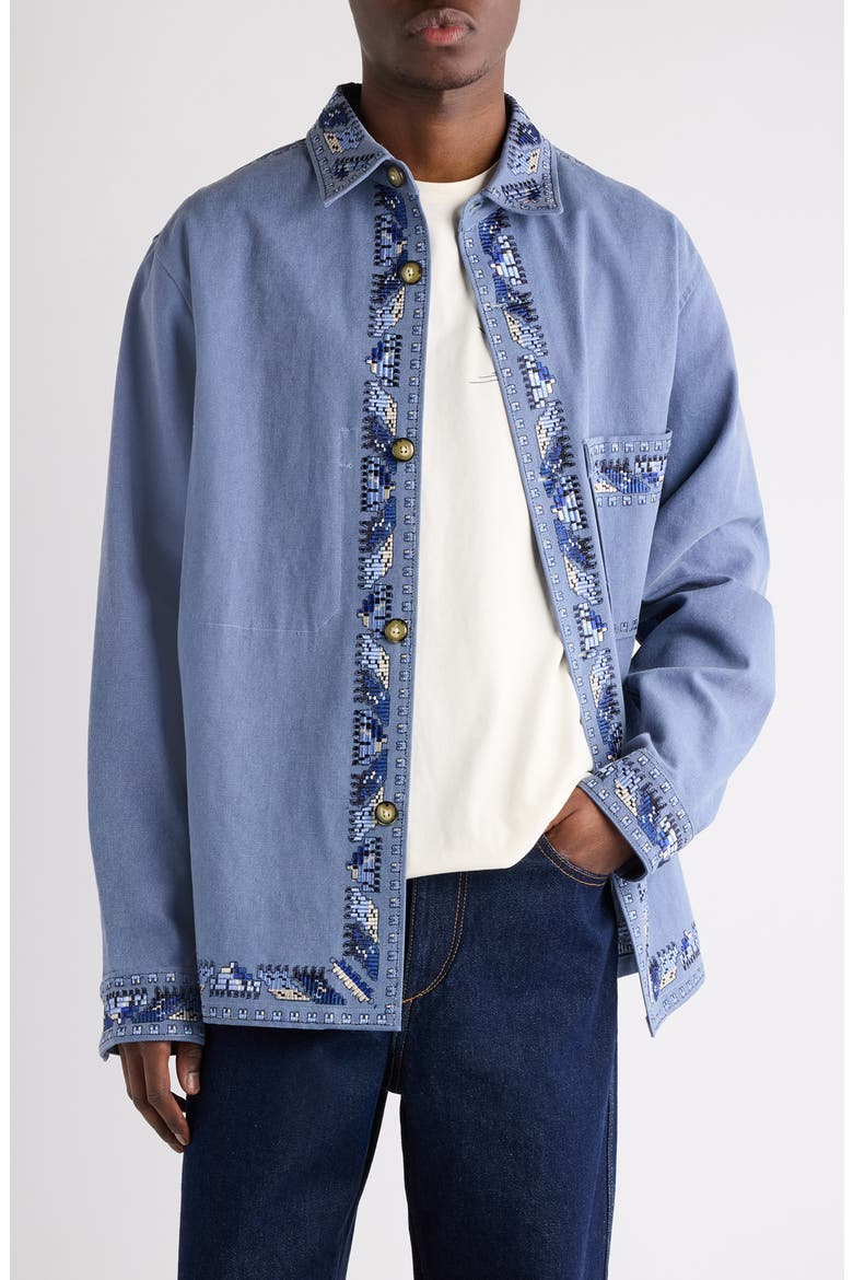 Rudy Embroidered Cotton Shirt Jacket, Main, color, FADED BLUE