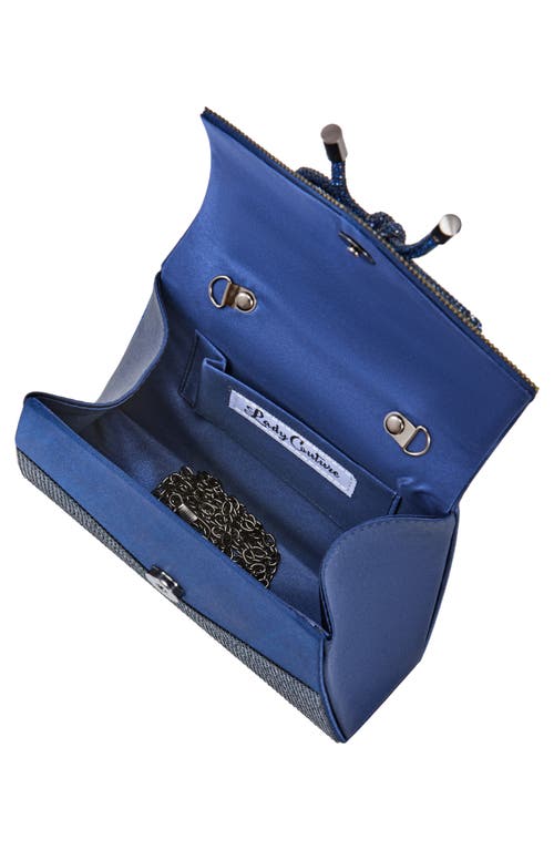Lady Couture Rhinestone Top Handle Evening Bag In Navy