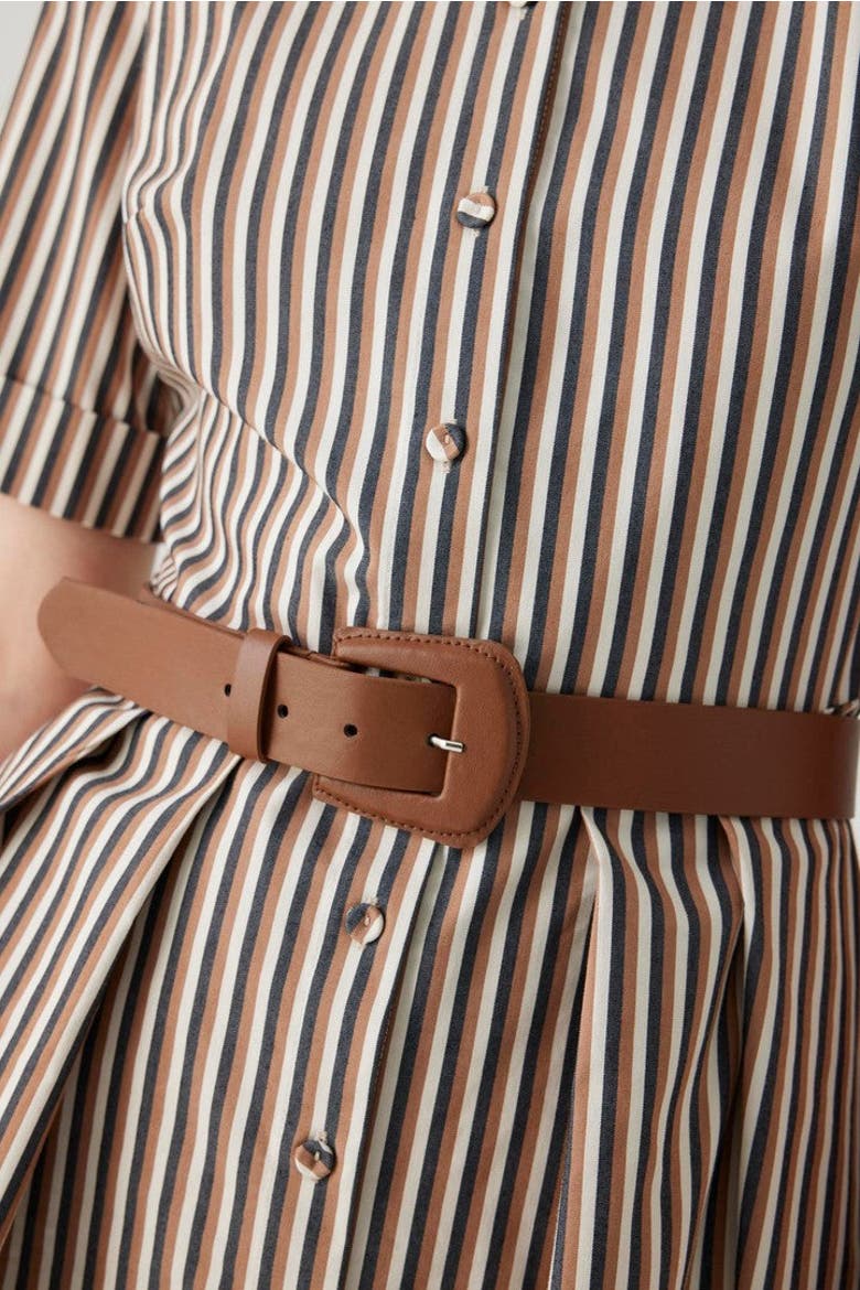 Amara Midi Dress, Alternate, color, Brown Striped
