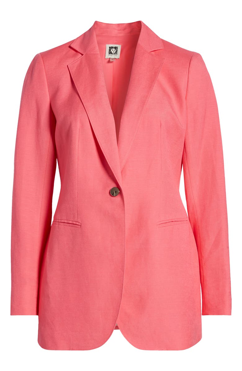 Anne Klein One-Button Linen Blend Blazer, Alternate, color, 