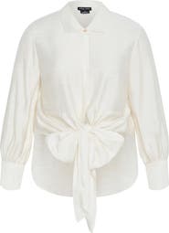 City Chic Winnie Tie Front Satin Shirt