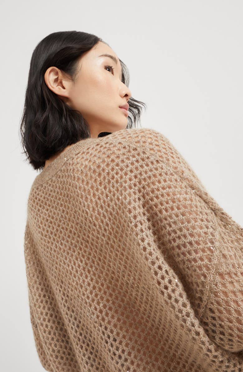 Brunello Cucinelli Dazzling Mesh sweater, Alternate, color, Hazelnut