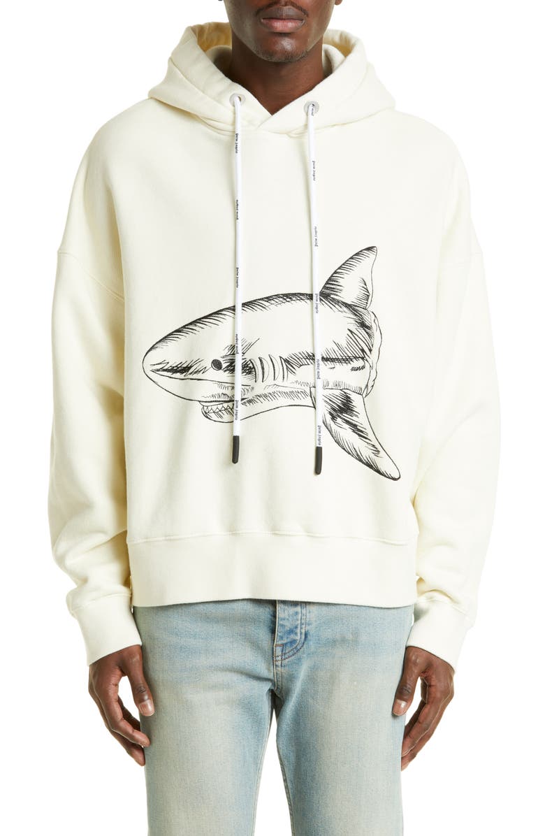 Palm Angels Split Shark Cotton Graphic Hoodie, Main, color, 