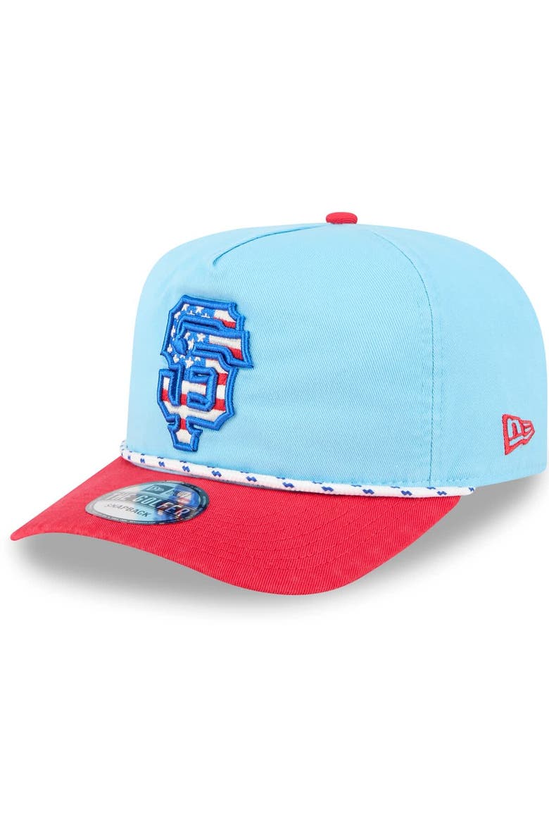 Men's New Era Light Blue/Red San Francisco Giants 2025 Fourth of July Golfer Snapback Hat, Main, color, Light Blue