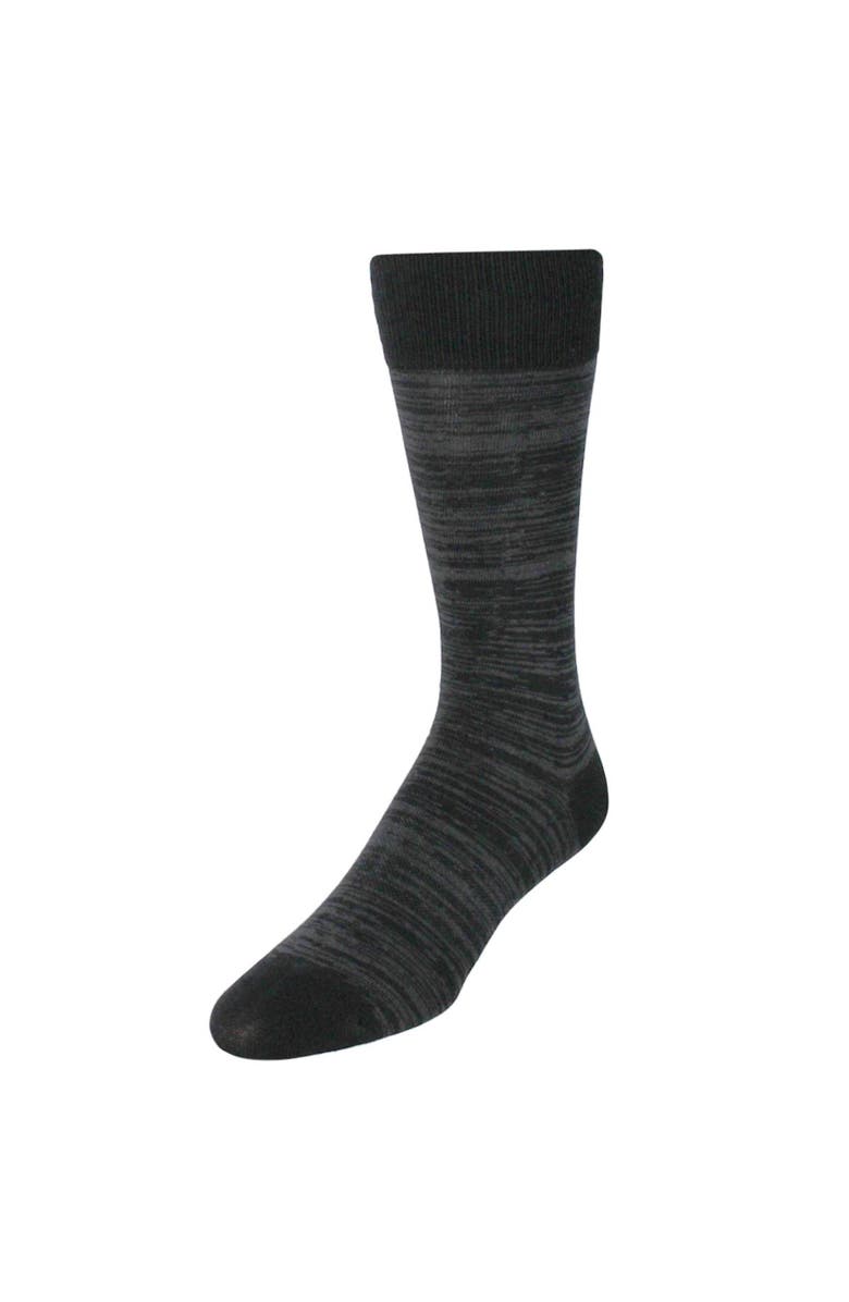 Trafalgar Marius Marled Patterned Mid-Calf Pima Cotton Socks, Main, color, Black And Charcoal