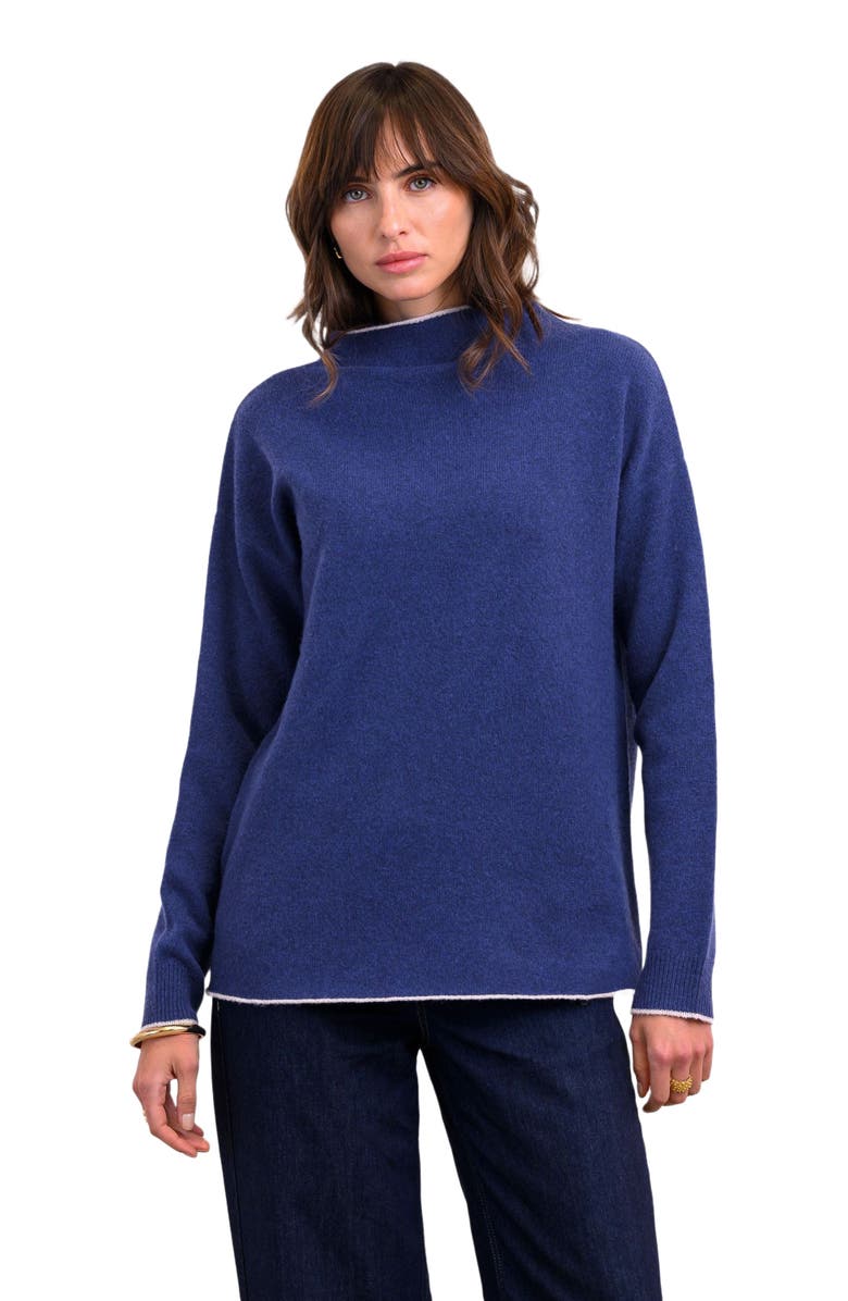 Celtic & Co. Felted Funnel Neck Sweater, Alternate, color, Blue Ink
