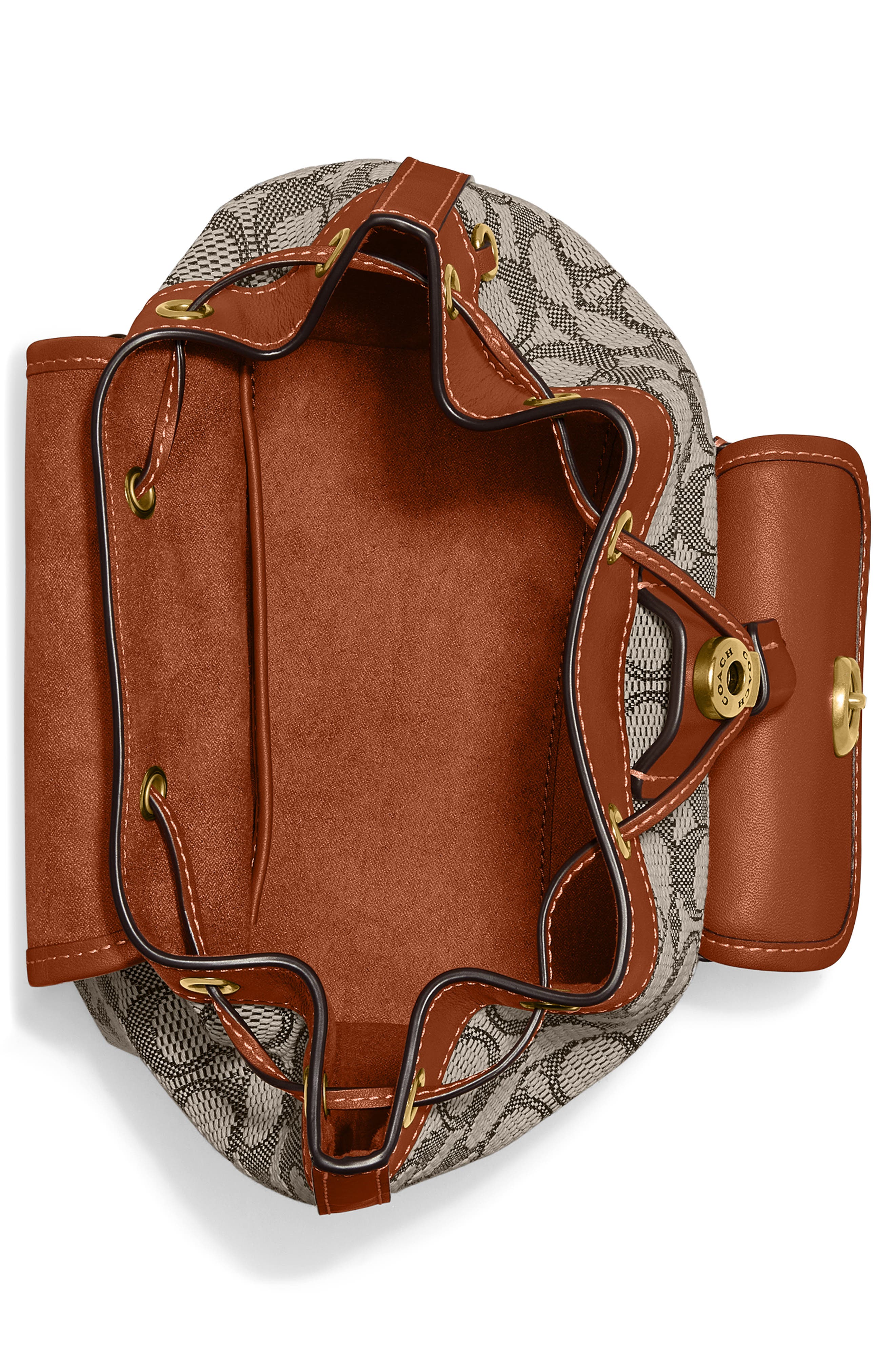 COACH Riya Signature Jacquard & Leather Backpack, Alternate, color, 