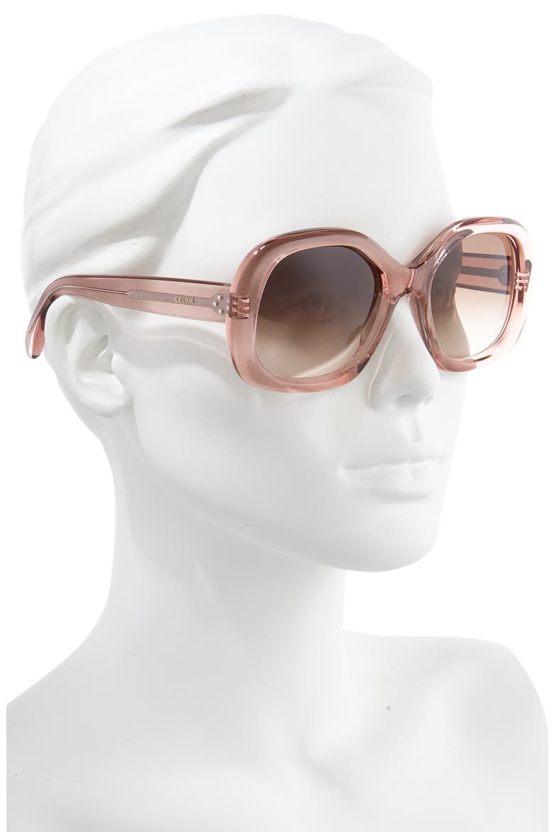 55mm Gradient Round Sunglasses, Alternate, color, ROSE/ GRADIENT BROWN