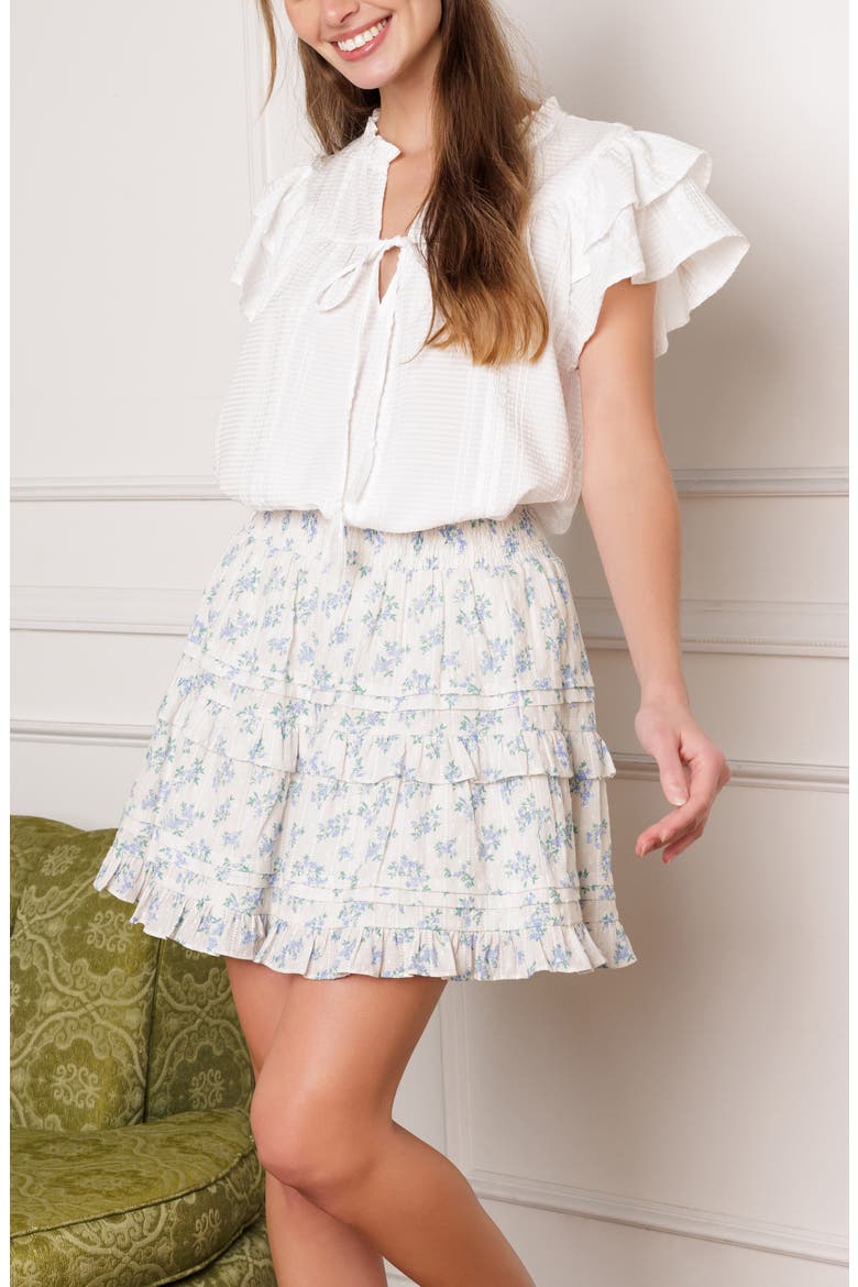 Flutter Sleeve Woven Top, Alternate, color, OFF WHITE
