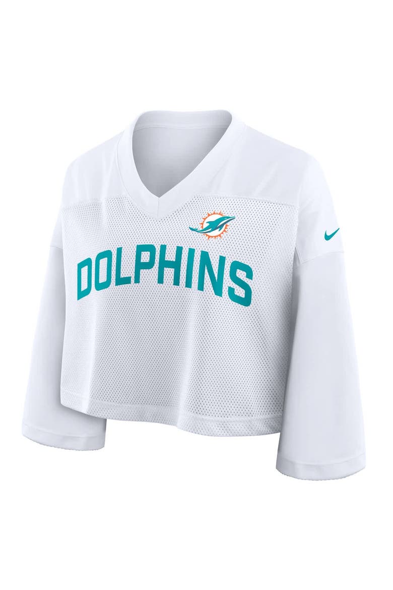 Women's Nike White Miami Dolphins Primetime Cropped Mesh Dri-FIT Fashion Jersey, Alternate, color, White