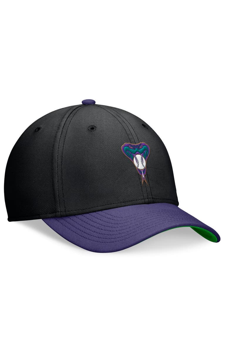 Nike Men's Nike Black/Purple Arizona Diamondbacks Cooperstown Collection Rewind Swooshflex Performance Hat, Alternate, color, 