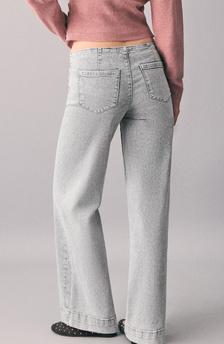 MANGO TEEN Low Rise Stud Wide Leg Jeans, Alternate, color, Denim Grey