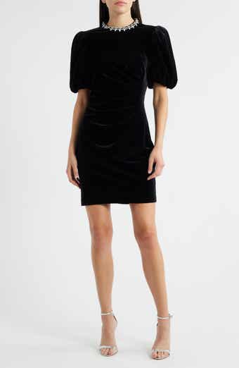 Eliza J Jeweled Neck Velvet Dress
