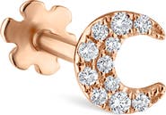 MARIA TASH Diamond Moon Threaded Stud Earring