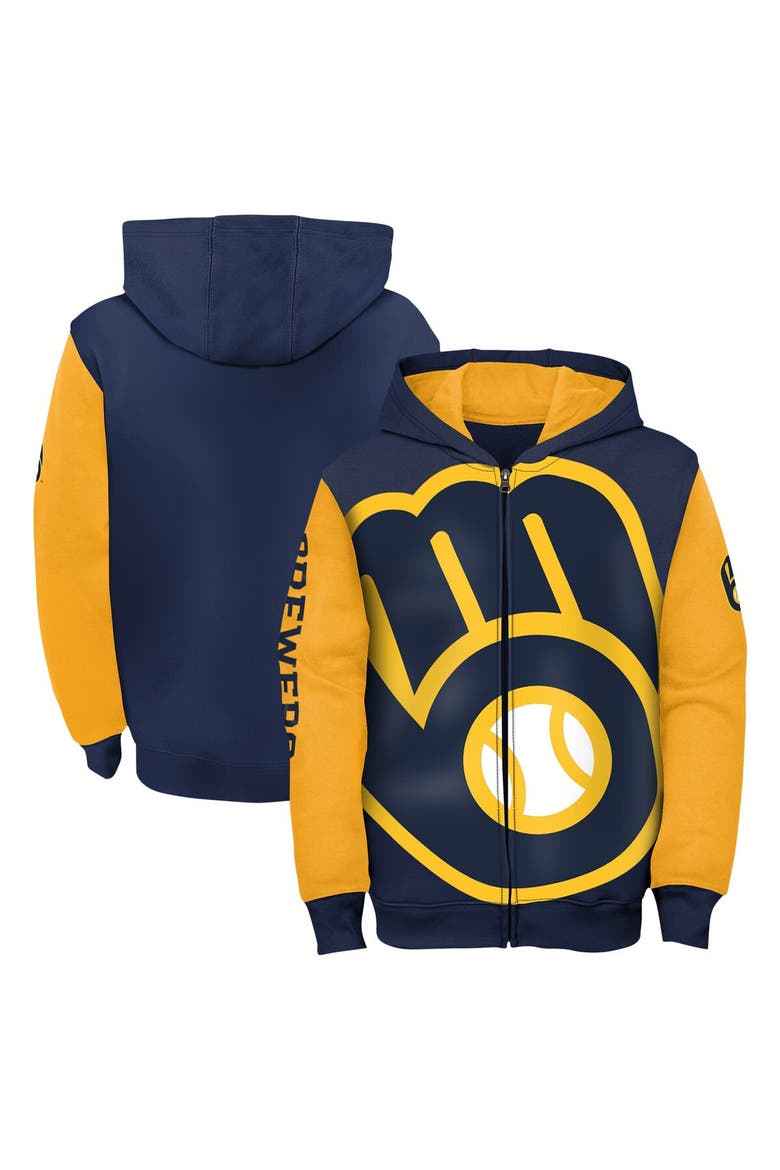 Toddler Navy Milwaukee Brewers Postcard Full-Zip Hoodie, Main, color, Navy