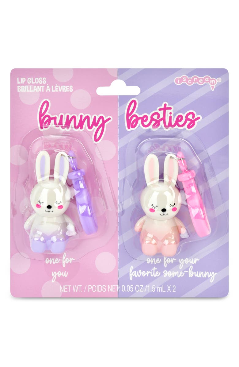Iscream Kids' Bunny Besties 2-Pack Lip Gloss Key Chains, Alternate, color, Multi