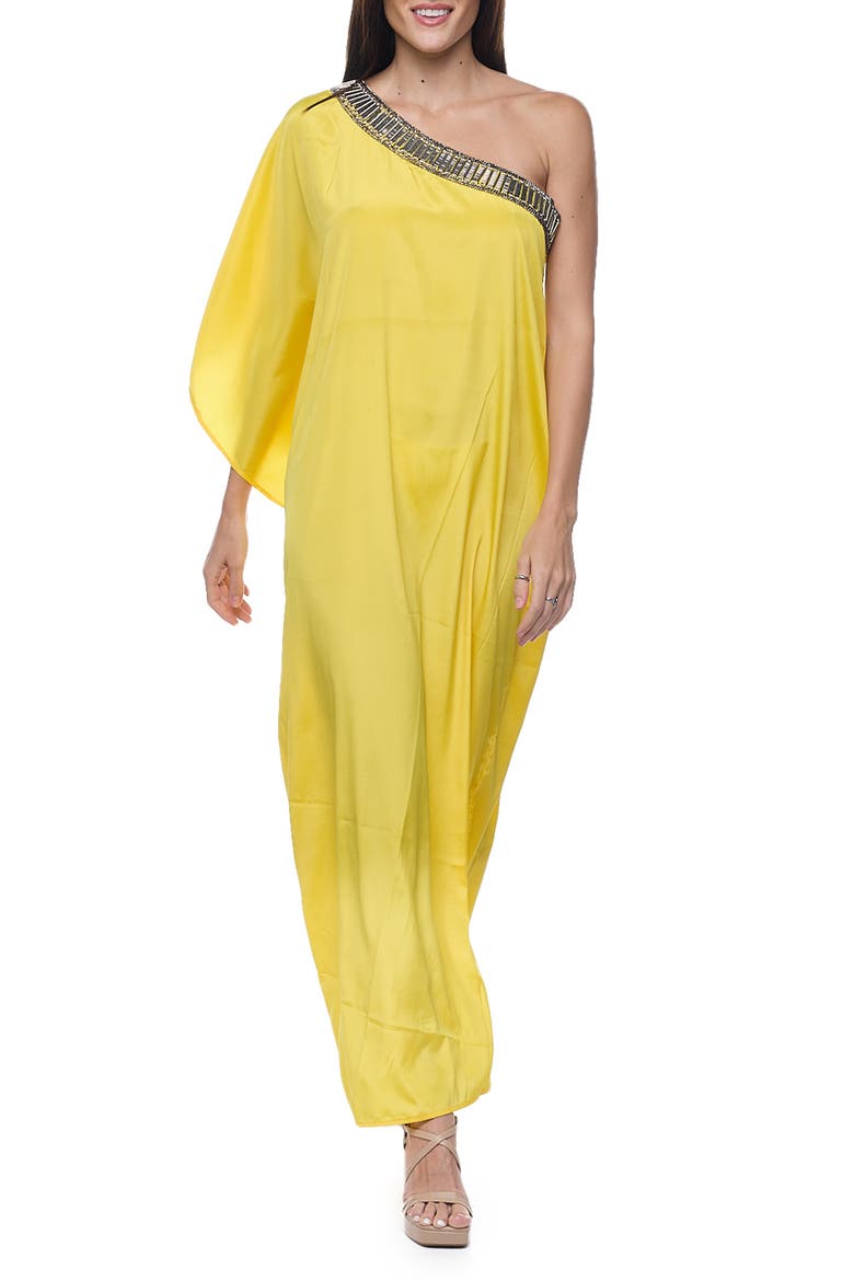 Embellished One-Shoulder Dress, Main, color, YELLOW