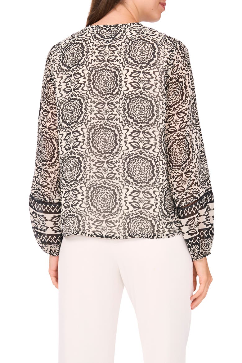 Print Peasant Top, Alternate, color, RICH BLACK